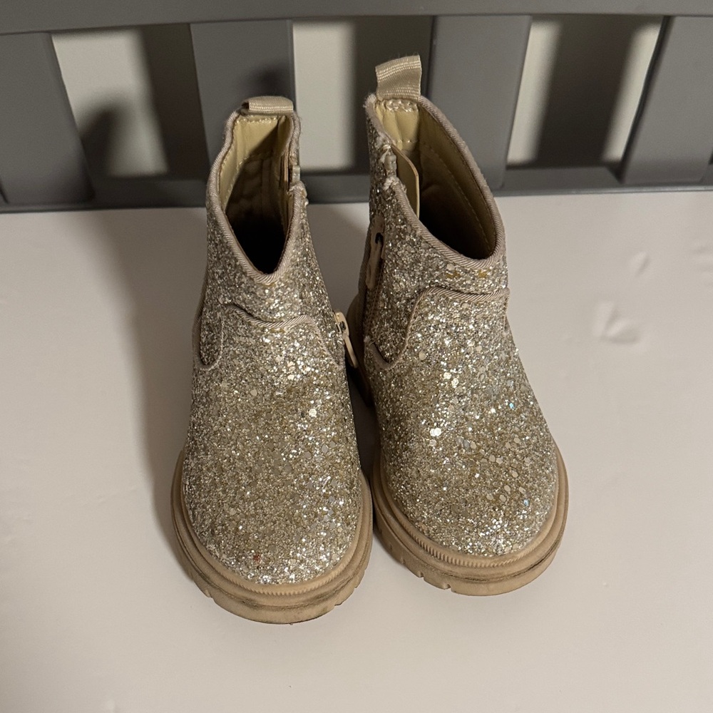 Cat & Jack Glittery Gold Kids Boots